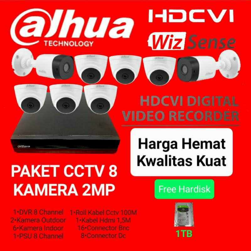 paket cctv 8channel dahua 2mp