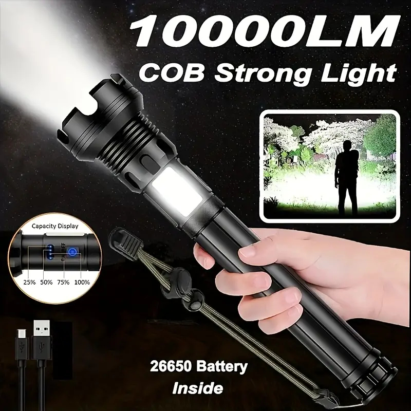 Anbolt 10000 Lumens Senter Super Terang  Senter Tahan Air Laser Jarak Jauh 10 KM Waterproof Flashlig