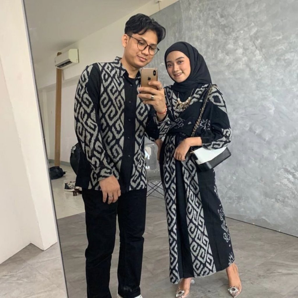 (READY STOCK) - Raisa Couple Tenun Black Kondangan Prewedding - Baju Tenun Couple - Dress Tenun