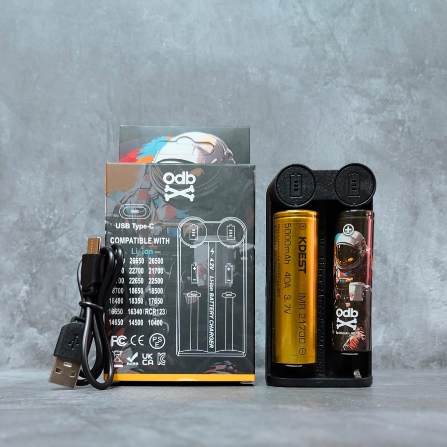 MOLAN CANO Paket Bundling KDEST Charger Baterai 18650 21700 FREE Baterai 2 pcs