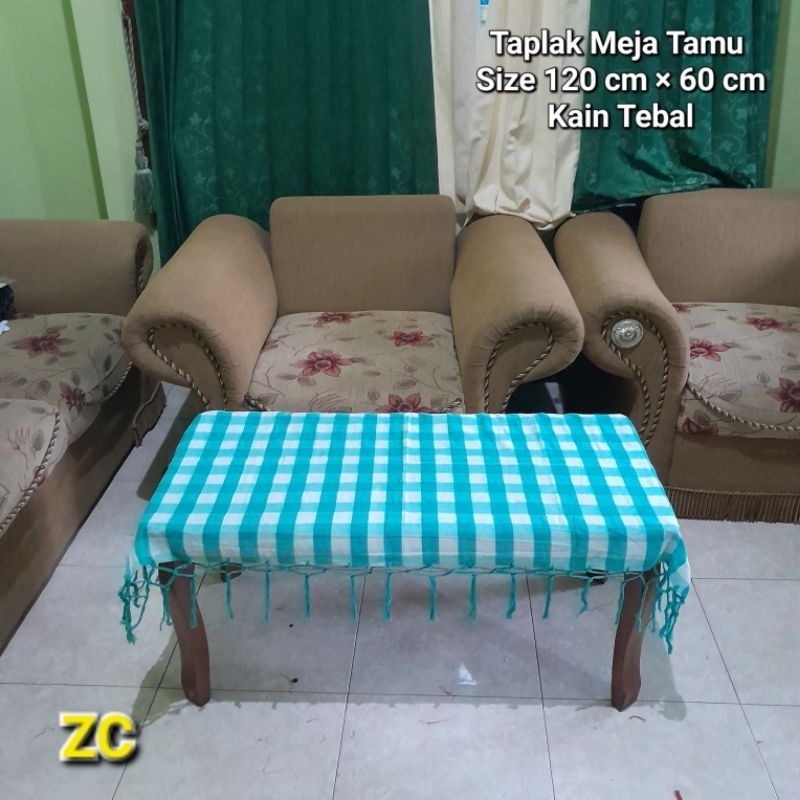 Taplak Meja Tamu Rumbai Aesthetic 120 cm × 60 cm | 100 cm× 100 cm Taplak Meja Ruang Tamu Kain Kotak 