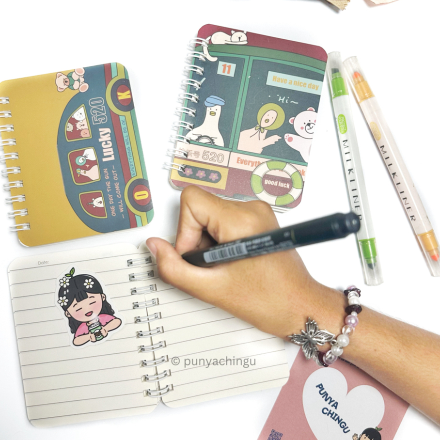 

Cute Small Note Book Buku Catatan Ring A7 80 Lembar