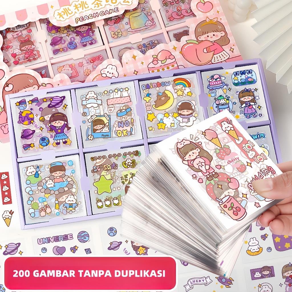 

200 lembar stiker buku panduan kotak hadiah set stiker pola kecil -Miss art