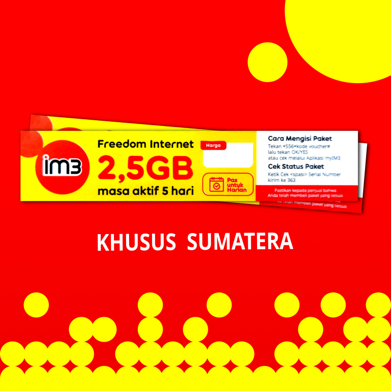 Voucher Internet INDOSAT 2,5 GB (5 hari) Khusus Sumatera - KUOTA IM3