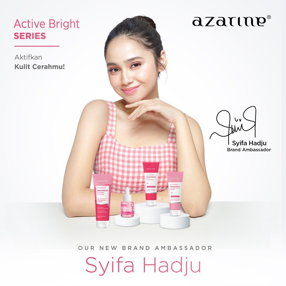 AZARINE Active Bright Series || Brightening Day &amp; Night Moisturiser 20gr || Creamy Facial Foam 50gr || Radiant Luminous Serum