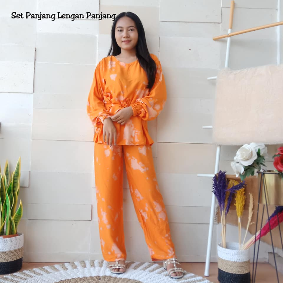 PIYAMA BABYDOLL PANJANG LENGAN PANJANG MOTIF
