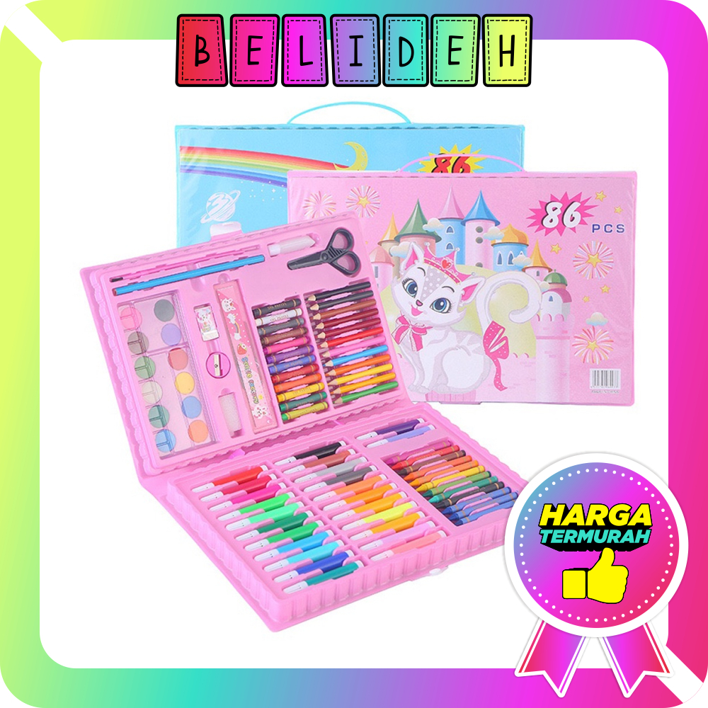 

☛BELIDEH☚ Crayon Set Isi 86 Pensil Warna Cat Air Alat Lukis Karakter Stationary Color Pencil Murah S056