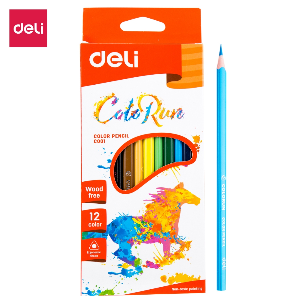 

Deli Pensil Warna- Bentuk segitiga ergonomis Warna cerah isi 18 Warna cat tidak beracun EC00110