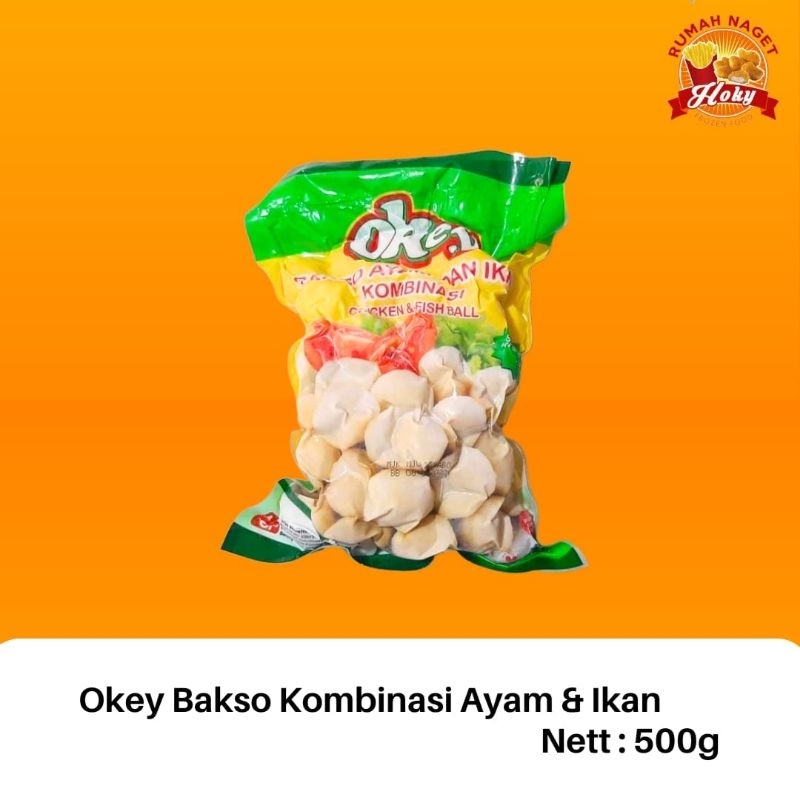 

Okey Bakso Ayam & Ikan Kombinasi 500gr isi 45 butir