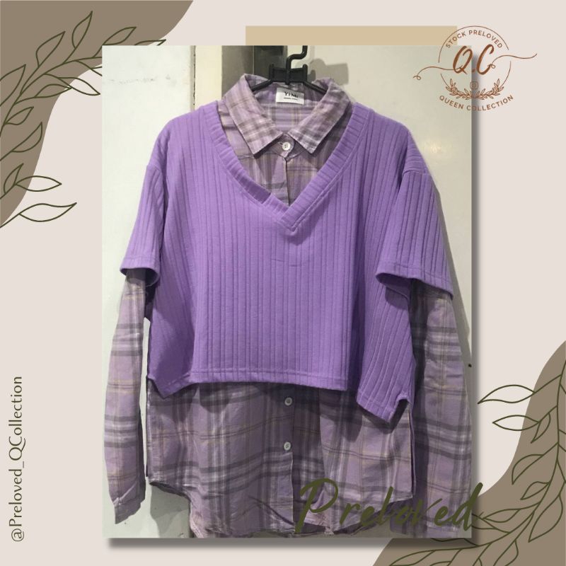 Preloved kemeja kotak+vest