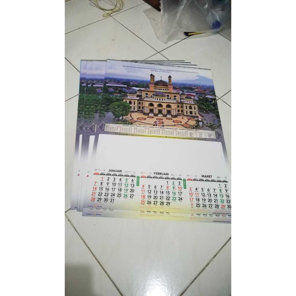 

READY STOCK KALENDER TRIWULAN UKURAN 38X53 MASJID INDONESIA POLOS PLUS KLEP SENG