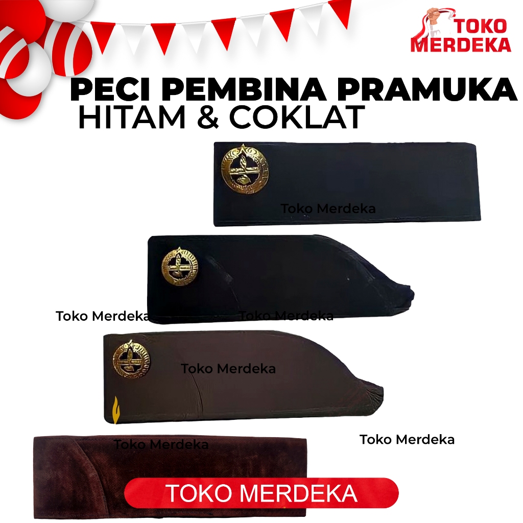 Peci Pembina Pramuka / Peci Bludru Pramuka / Kopyah Pramuka Plus Tanda Topi / Peci Coklat