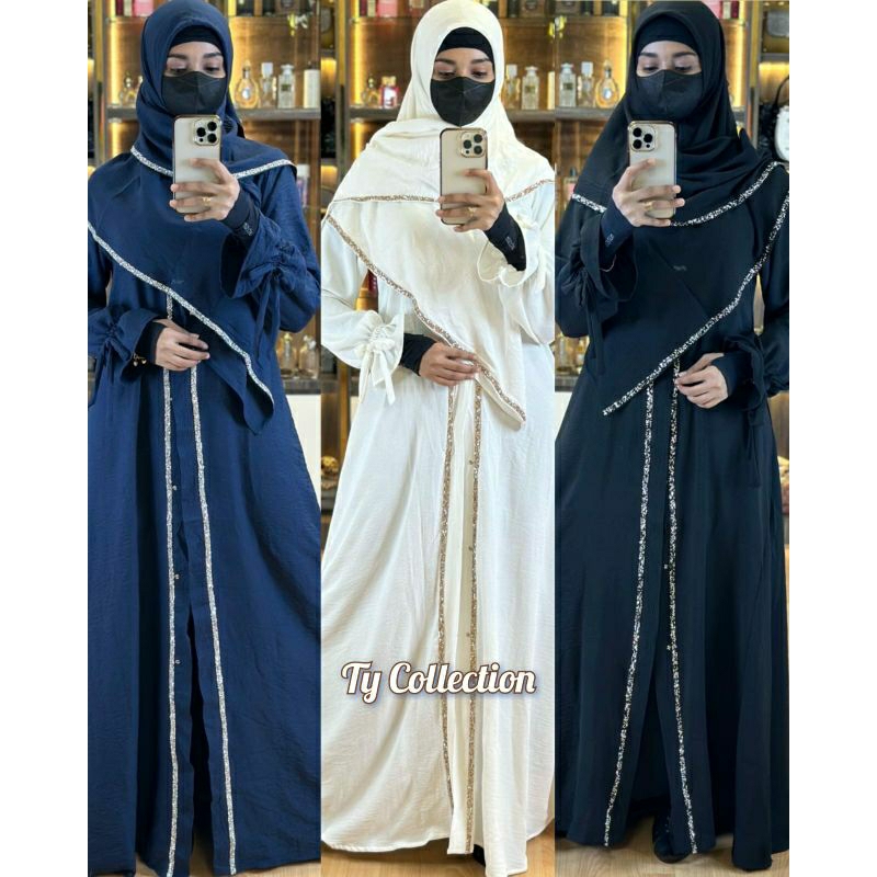 abaya terbaru abaya hitam Swaroski abaya ORI Saudi Dubai Mesir Tarim abaya umroh haji 1set dengan ke