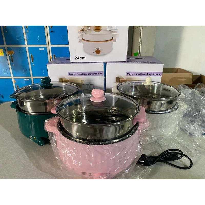 QG  Panci Listrik Multifungsi 3In1 Electric POT Anti Lengket plus steamer Beruang 2.5L 24 cm