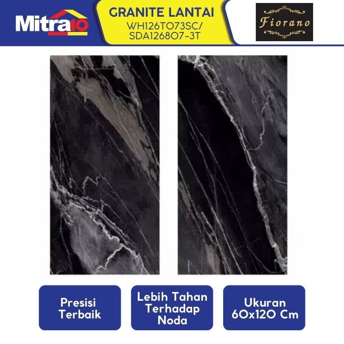 Granit Lantai Fiorano WH126T073SC 60x120cm Hitam - Keramik Lantai