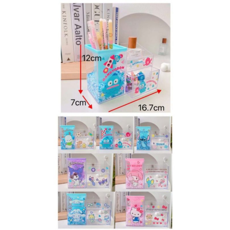 

Pen Holder / tempat pensil dan pulpen laci mini serbaguna motif sanrio kuromi melody cinnamoroll