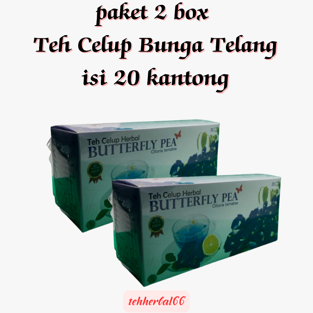 

PAKET ISI 2 BOX TEH CELUP HERBAL BUNGA TELANG ISI 20 KANTONG || HERBAL ALAMI