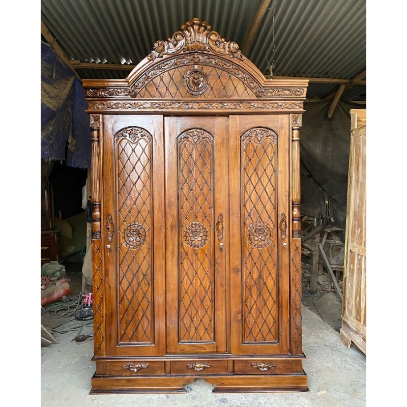 lemari baju lemari pakaian raja kayu jati mebel jepara
