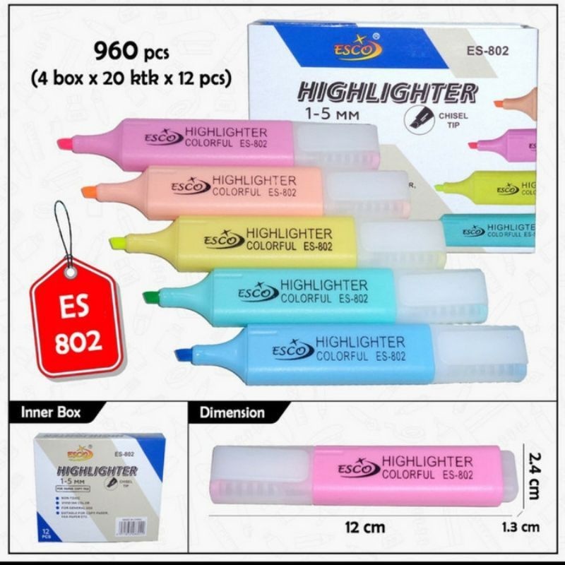 

STABILO ESCO 5WARNA HIGHLIGTHER ESCO ISI 12PCS