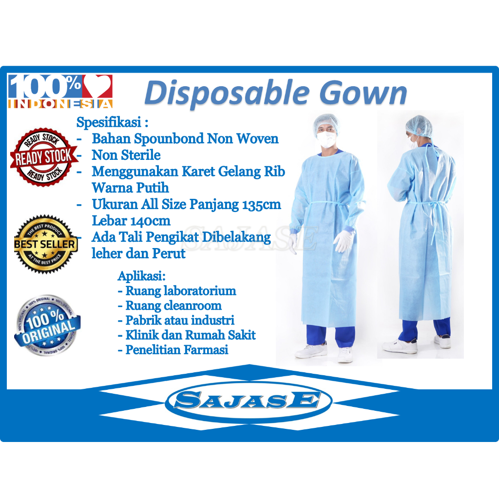 Baju APD Gown Medis Surgical Gown Disposable Gown Medis Apd Gown Seragam Medis Kemenkes RI AKD