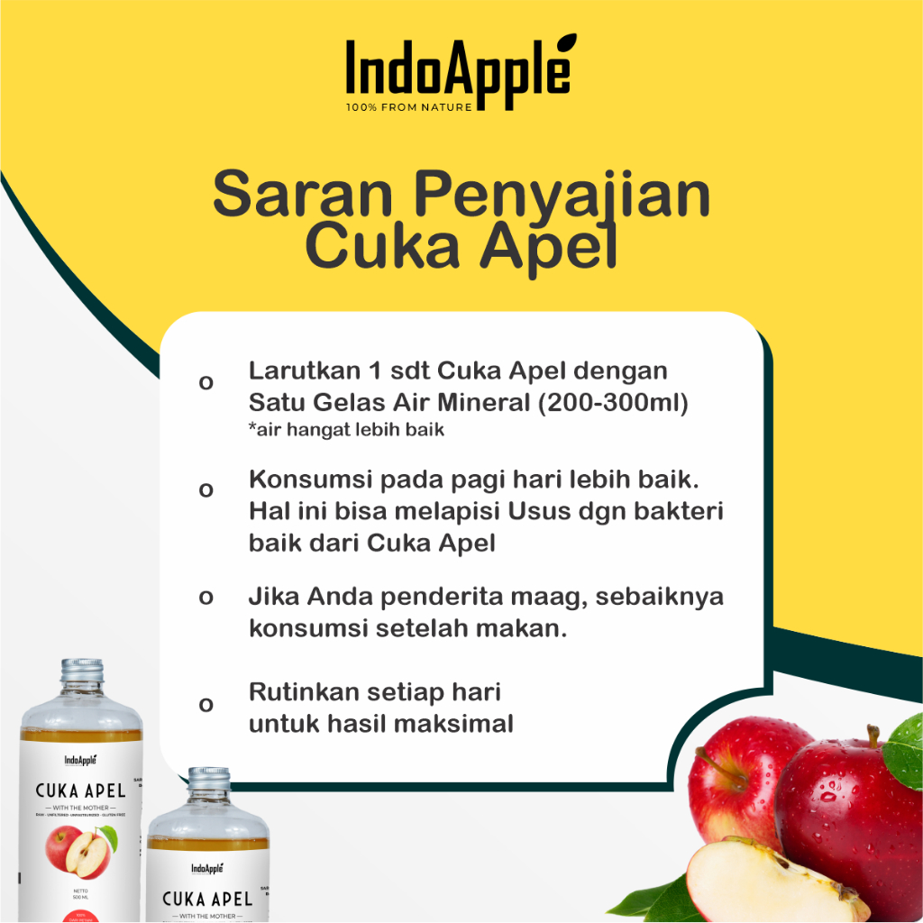 

RB IndoApple - Cuka Apel Original 500ml / Organik Apple Cider Vinegar With The Mother Untuk Diet