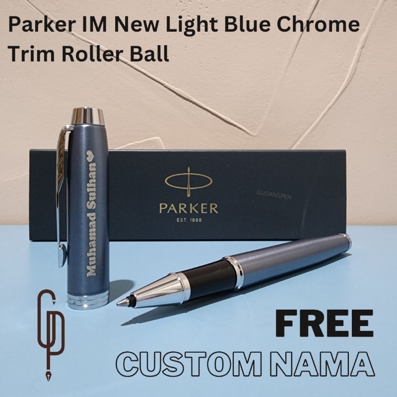 

Pulpen Parker Original IM New Light Blue Chrome Trim ( Klip Silver ) Roller Ball