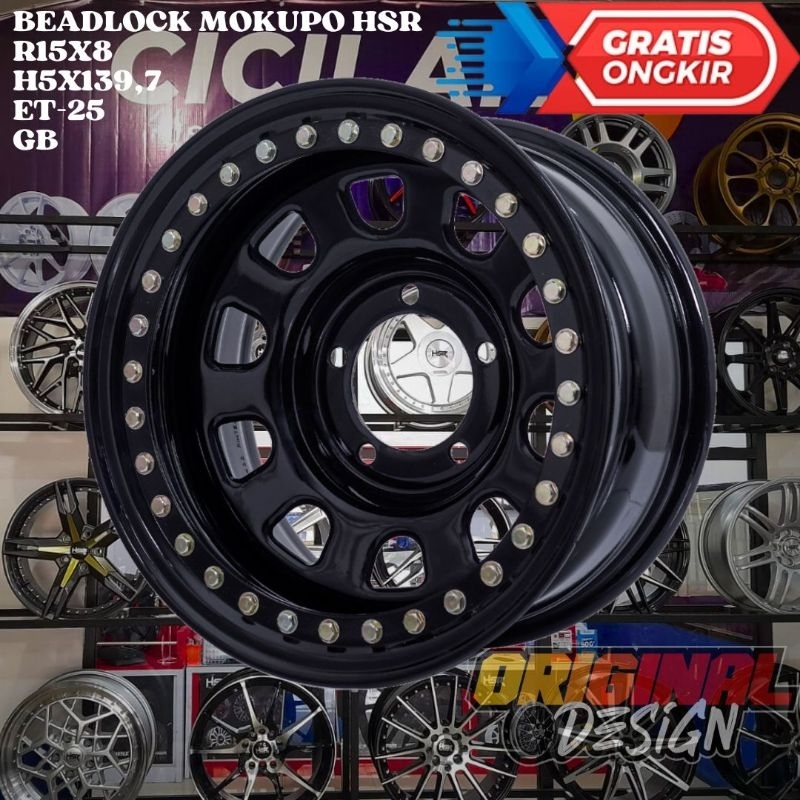 Velg Mobil Ring 15 DAYTONA BEADLOCK HSR MOKUPO STEEL Lebar 8 ET-25 Black