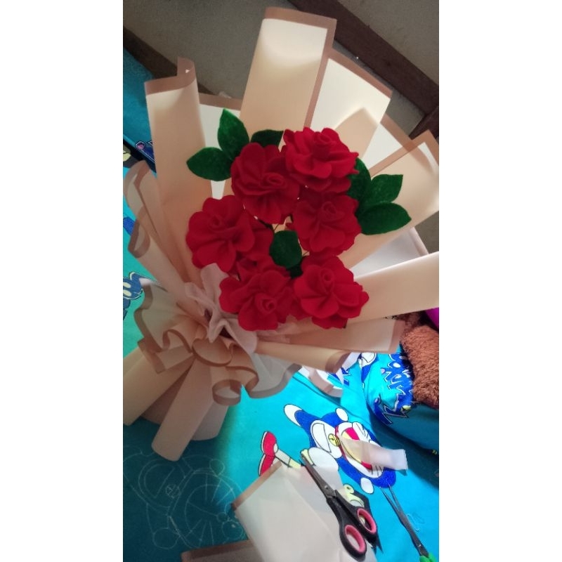buket bunga/buket bunga mawar kain flanel