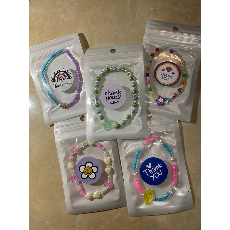 Gelang karet manik korea/Beads bracelet korea elastis/gelang manik symbol rainbows aesthetic
