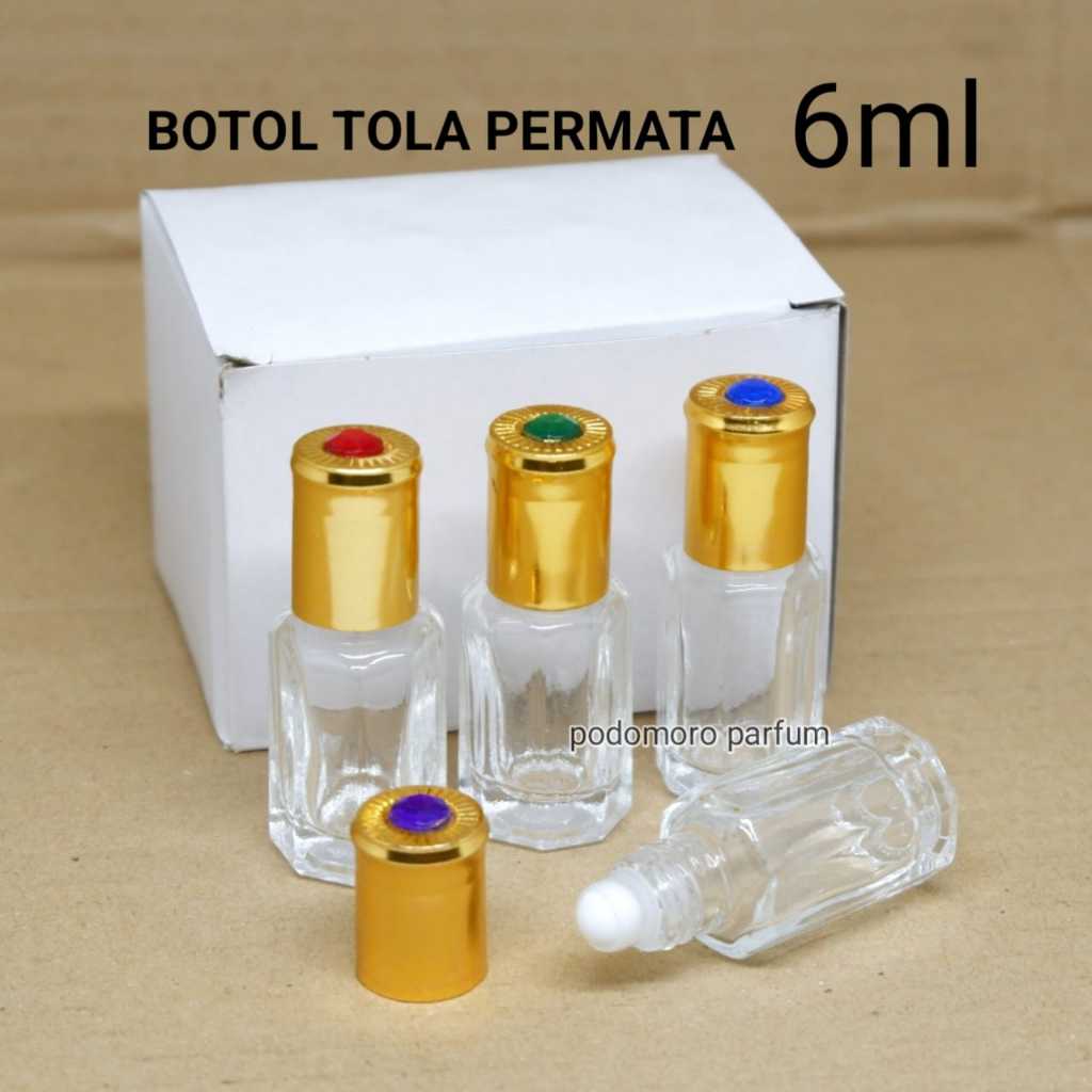 Botol Parfum Roll On Tola Permata 6ml Kaca Kosong Satuan