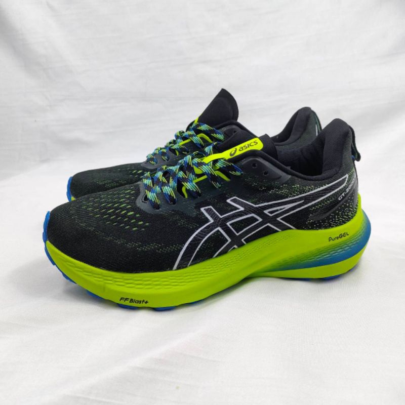 ASICS GT 2000 12 BLACK GREEN ELECTRIC