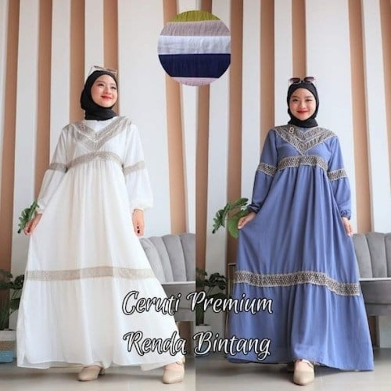 BAJU DEWASA GAMIS CERUTY RENDA BINTANG BEST SELLER