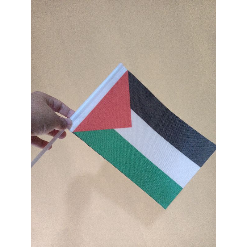 Bendera Tangan Palestina / Bendera Stik Palestina Tangkai Stik Pawai 22x15cm