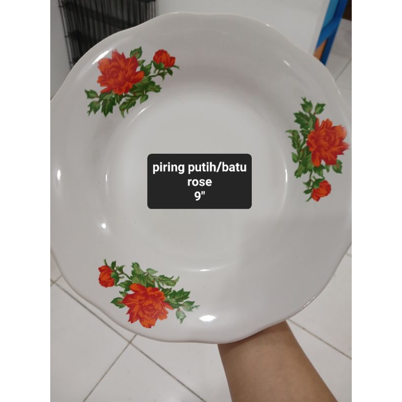 piring putih/piring bunga rose/piring batu/piring makan