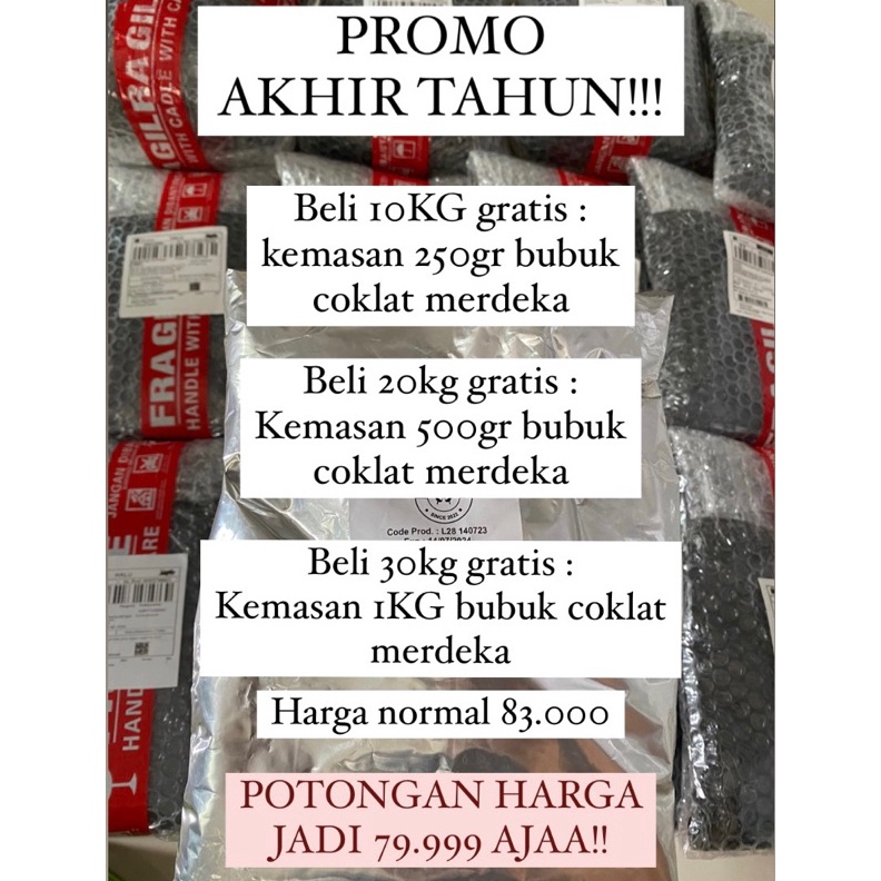 

Original PROMO!!! Bubuk Coklat Merdeka, Bubuk coklat premium tanpa gula 1.000gr, Bubuk minuman premium grosir