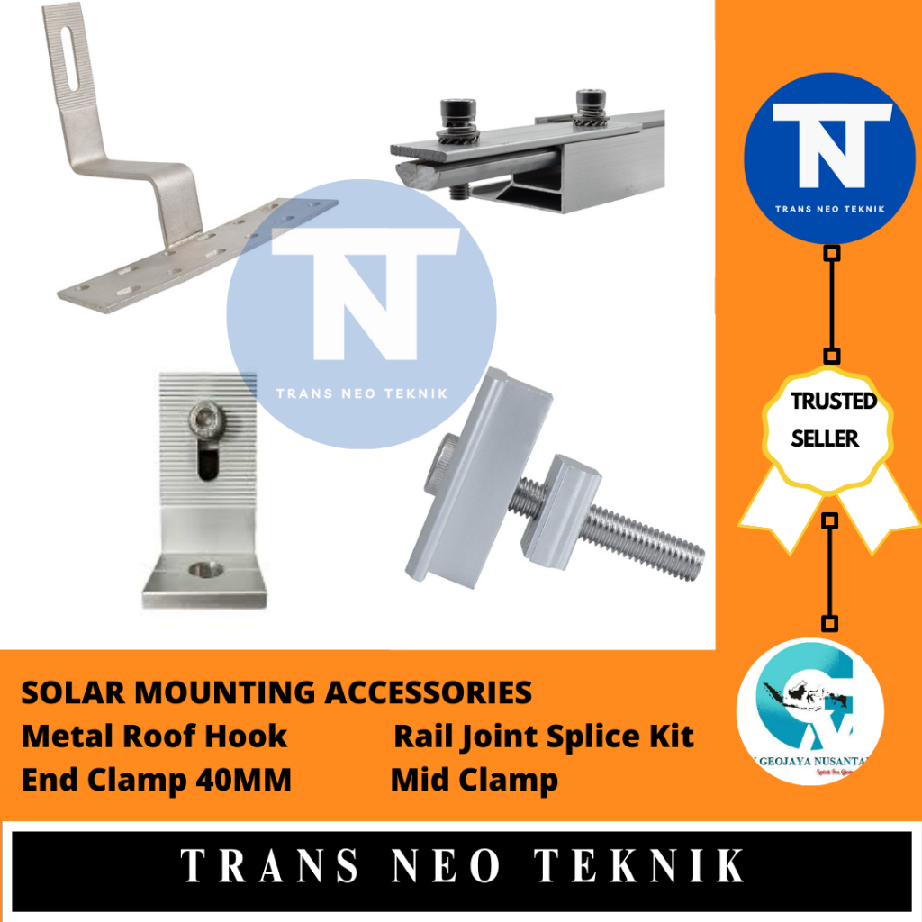 "SOLAR MOUNTING ACCESSORIES - Aluminium Rail 2.1M - Tile Roof Hook - Metal Roof Hook - Rail Joint Sp
