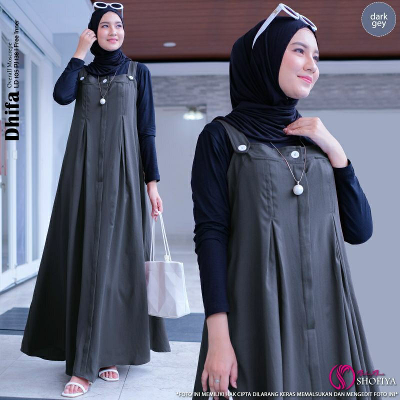 DHIFA SET DRES ORIGINAL BY SHOFIYA || SETELAN OVERALL DRESS INNER POLOS TERBARU
