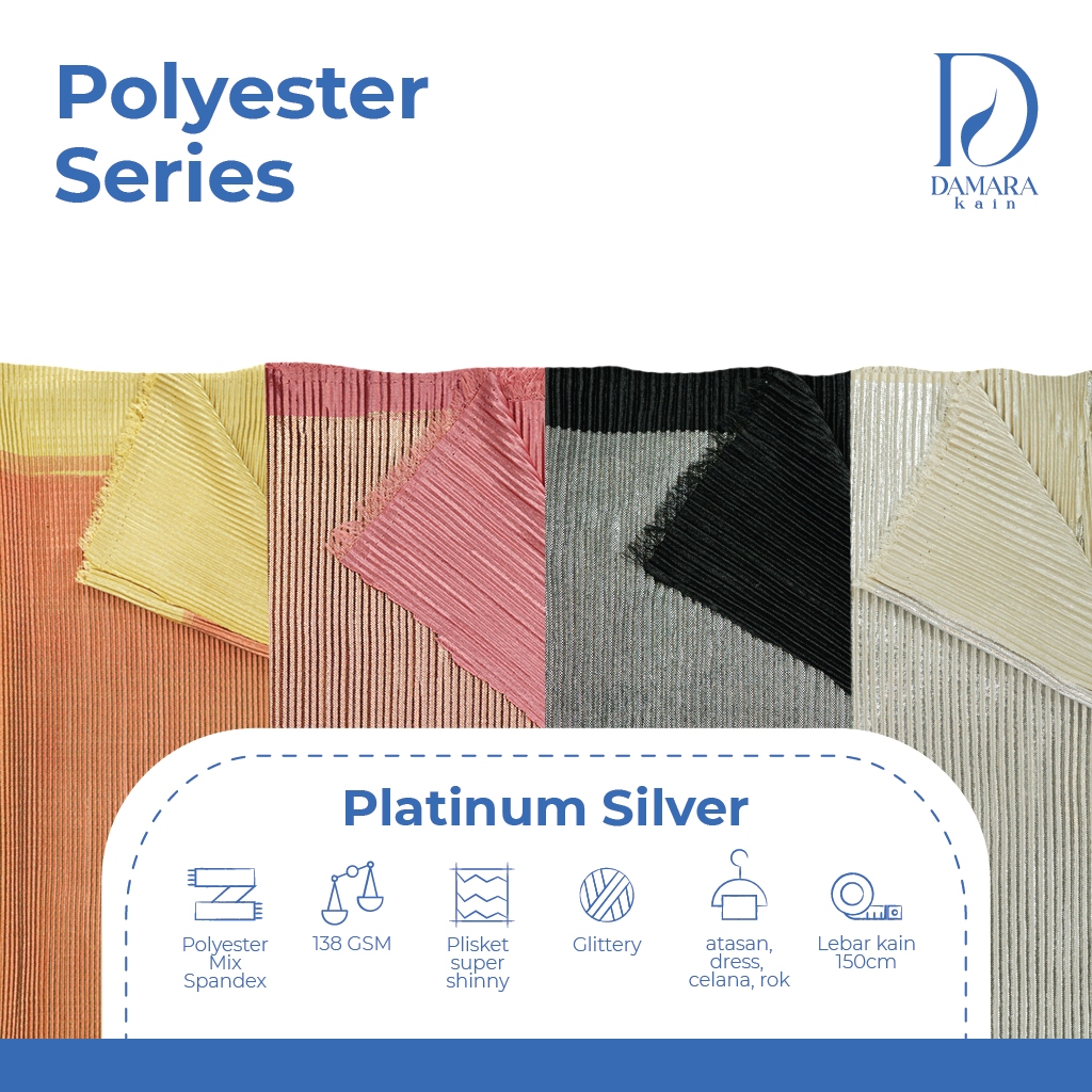 Kain Plisket Glitter Platinum Silver