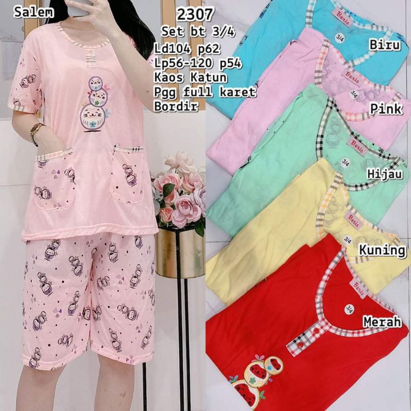 SG - Baju tidur Piyama Thea Import - Stelan Baju tidur Kaos Tebal