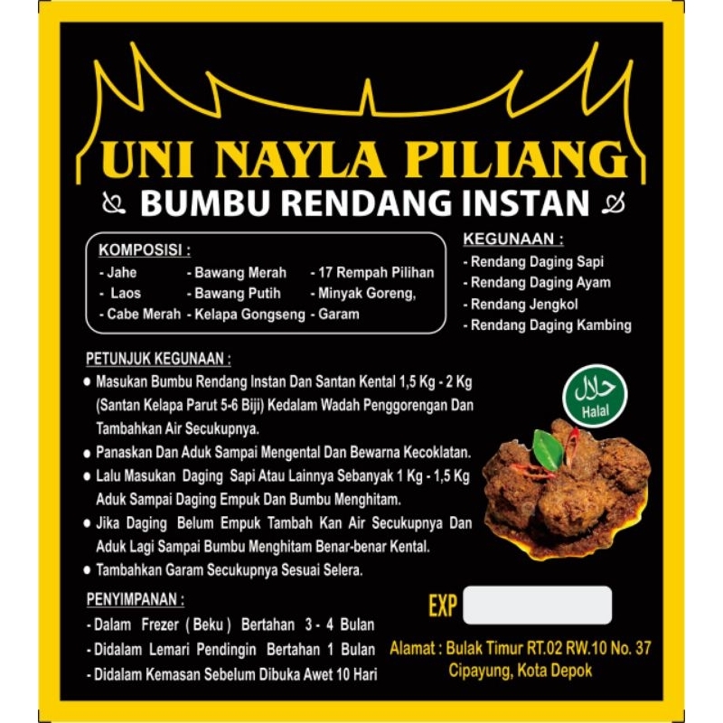 

Bumbu rendang instan 500 gram
