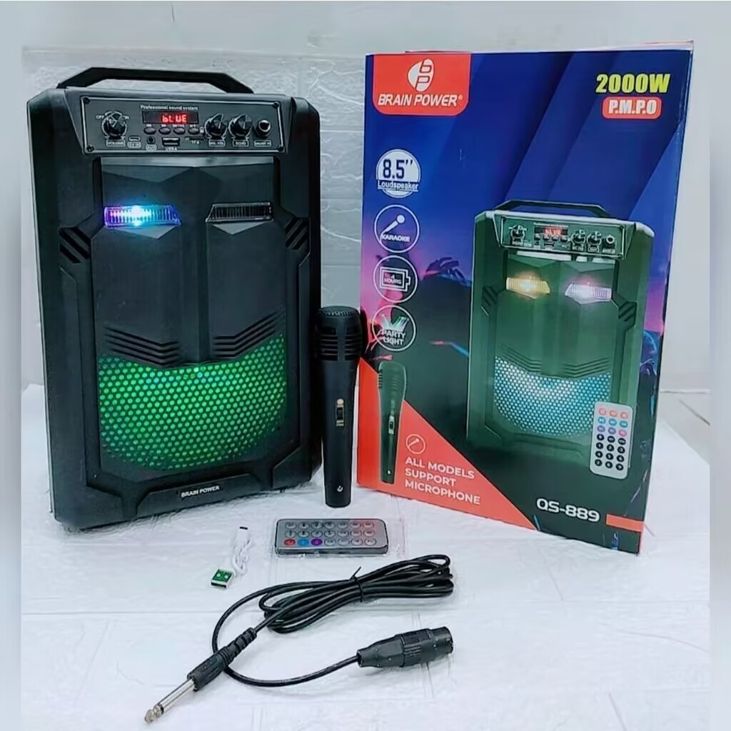 Speaker Bluetooth Karaoke 8.5 Inch Speaker Bt Brain Power QS-889 + Mic + Remote Control