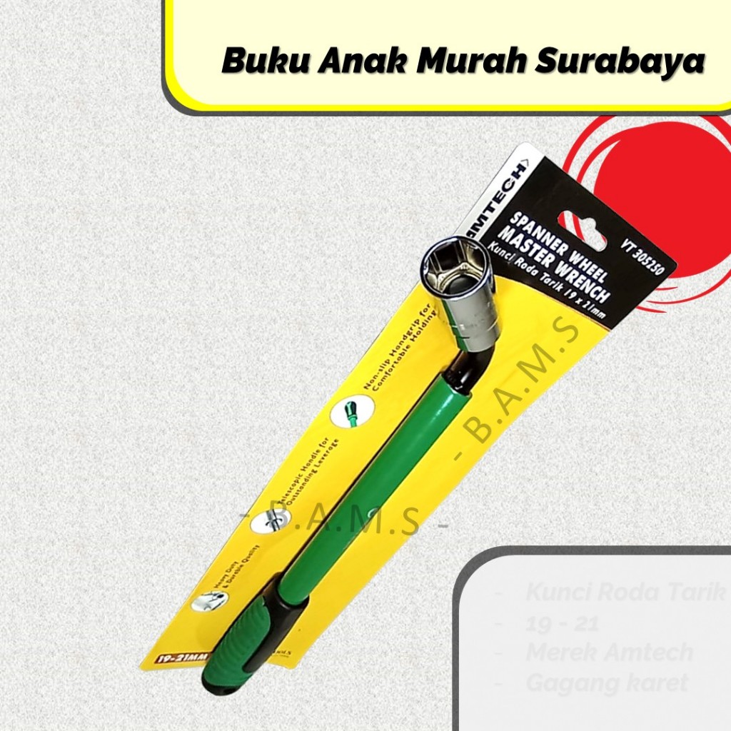KUNCI RODA TARIK AMTECH GAGANG KUNCI GANTI BAN BUKA MUR BAUT BAN MOBIL L BENGKOK 2 MATA SOK 19 21 MM
