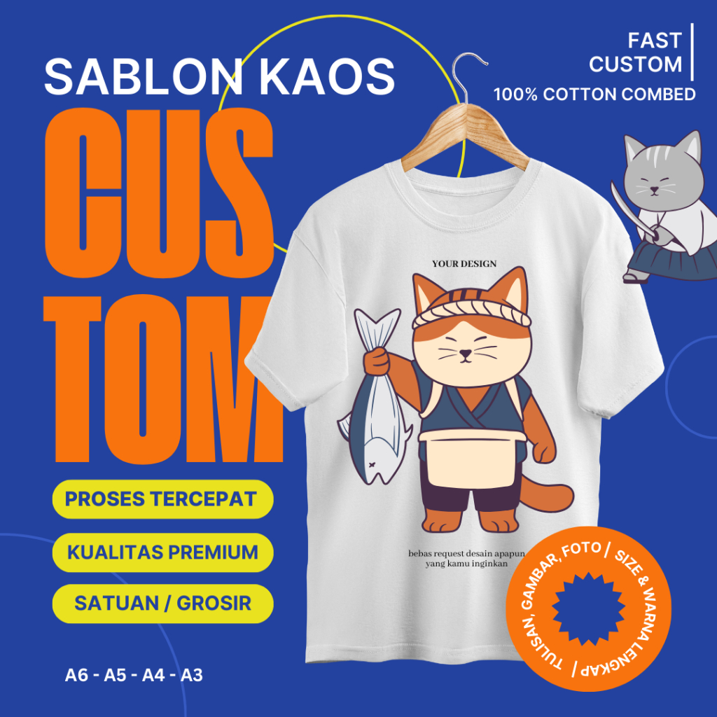 KAOS SABLON CUSTOM DTF | T-SHIRT COTTON COMBED CETAK SATUAN GROSIR PARTAI COUPLE FAMILY REQUEST PRIN