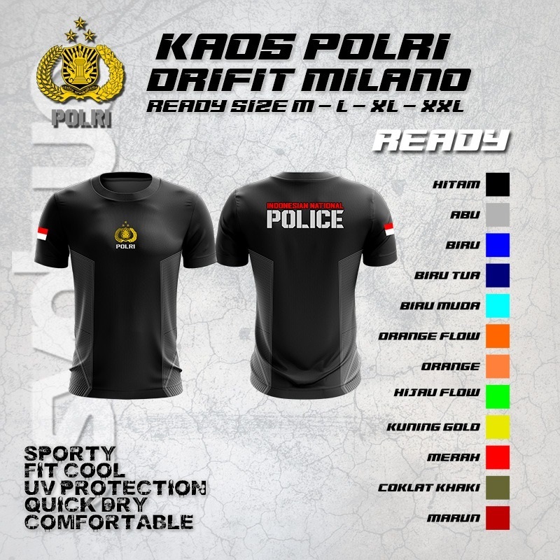 NEW - KAOS POLISI/ KAOS POLISI BAHAN DRYFIT MILANO / KAOS JERSEY POLISI