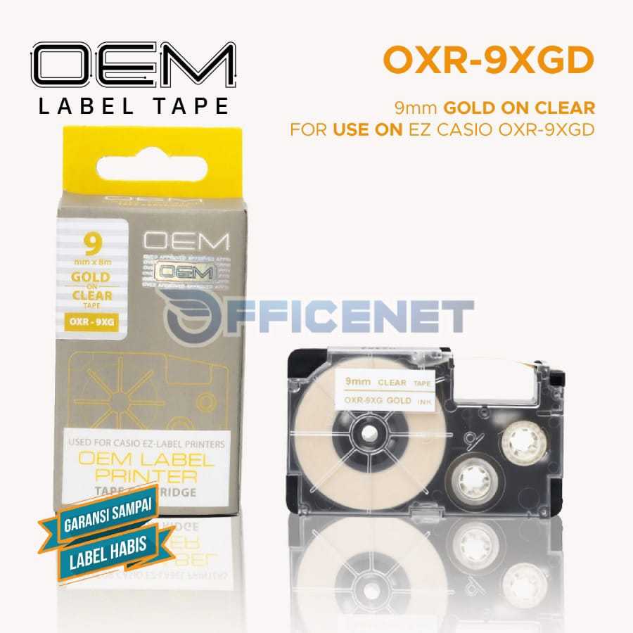 

OEM TAPE EZ LABEL CASIO 9MM GOLD ON CLEAR(OXR-9XGD)