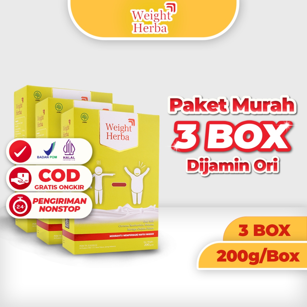 

Weight Herba 3 Box Susu Penambah Berat Badan Penggemuk Badan Penambah Berat Badan Obat Penggemuk Badan Suplemen Penambah Berat Badan Vitamin Penambah Berat Badan Obat Gemuk Badan 200 gram