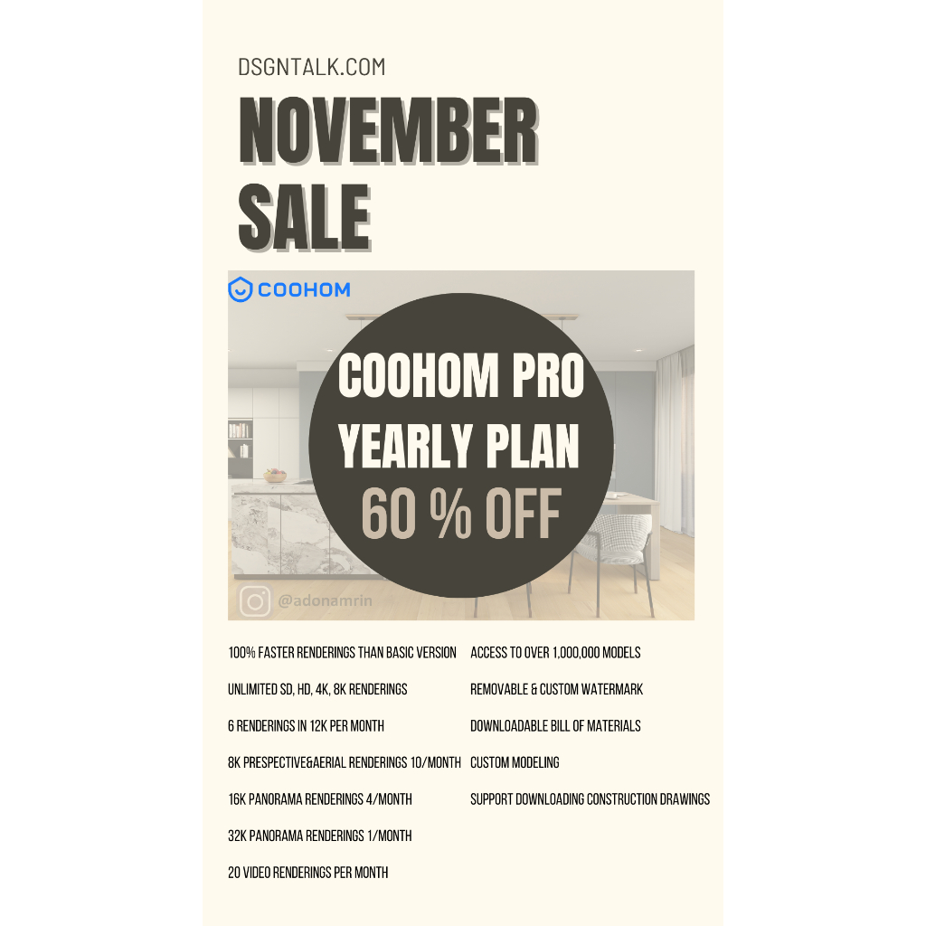 Coohom PRO Voucher 1 Tahun Diskon 60%
