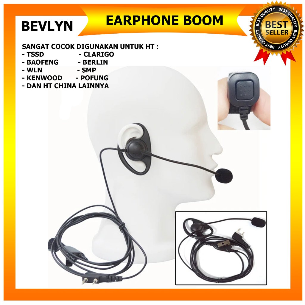 New EARPHONE BOOM MIC HT CHINA WLN BAOFENG TSSD BERLIN DLL