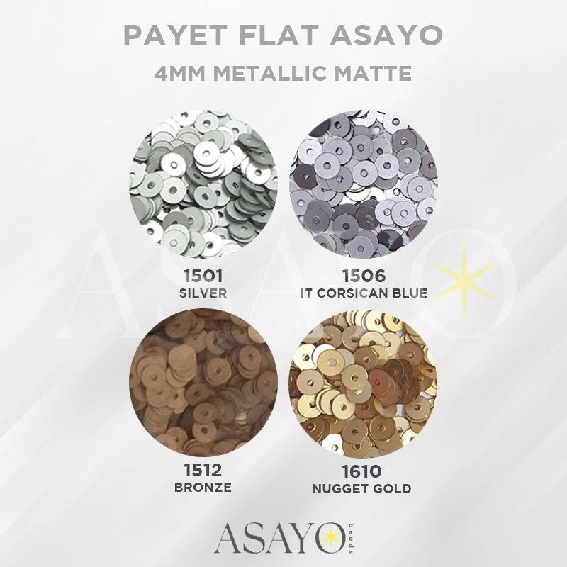 Payet Asayo Metallic Mate 3mm / 4mm / Flat / 50gr / Sequin