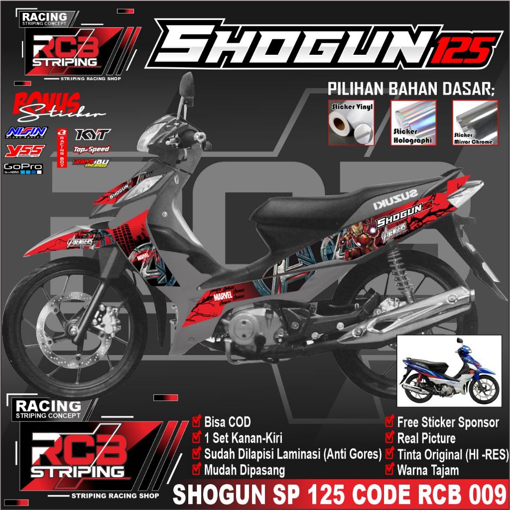 STRIPING VARIASI SHOGUN SP 125 VARIASI AVENGGERS / STIKER LIST SHOGUN SP 125 RCB 009
